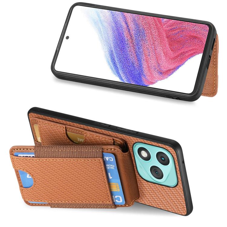 For Honor 400 Lite Global Carbon Fiber Vertical Flip Wallet Stand Phone Case