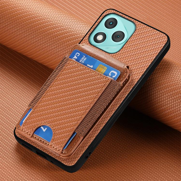 For Honor 400 Lite Global Carbon Fiber Vertical Flip Wallet Stand Phone Case