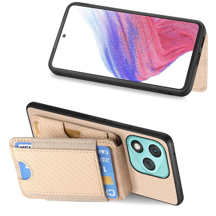 For Honor 400 Lite Global Carbon Fiber Vertical Flip Wallet Stand Phone Case