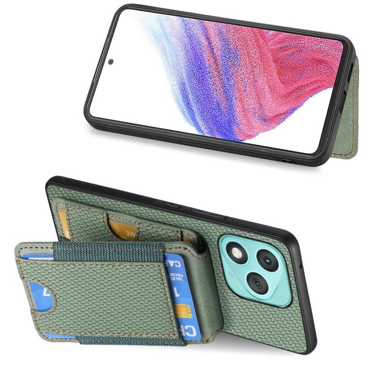 For Honor 400 Lite Global Carbon Fiber Vertical Flip Wallet Stand Phone Case