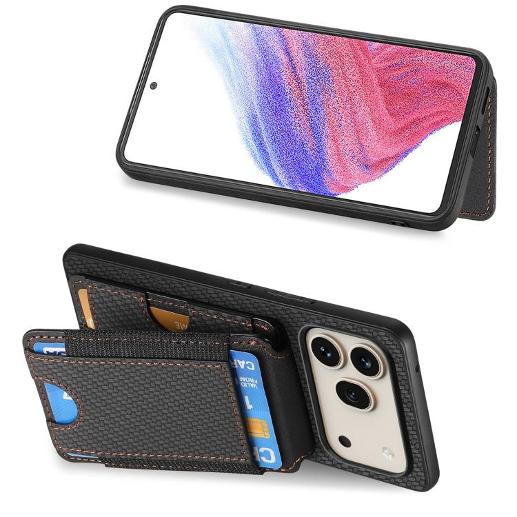 For Honor 600 Global Carbon Fiber Vertical Flip Wallet Stand Phone Case