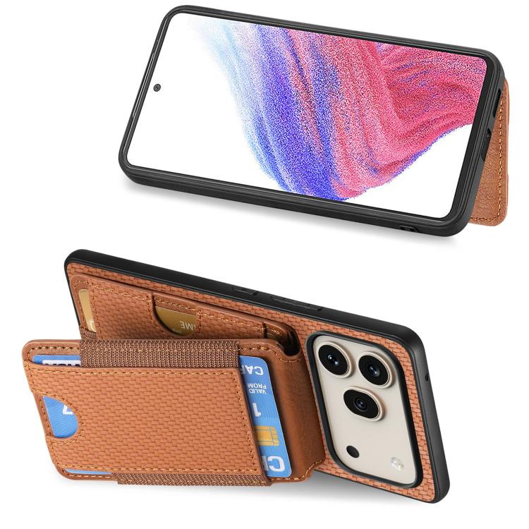 For Honor 600 Pro Global Carbon Fiber Vertical Flip Wallet Stand Phone Case
