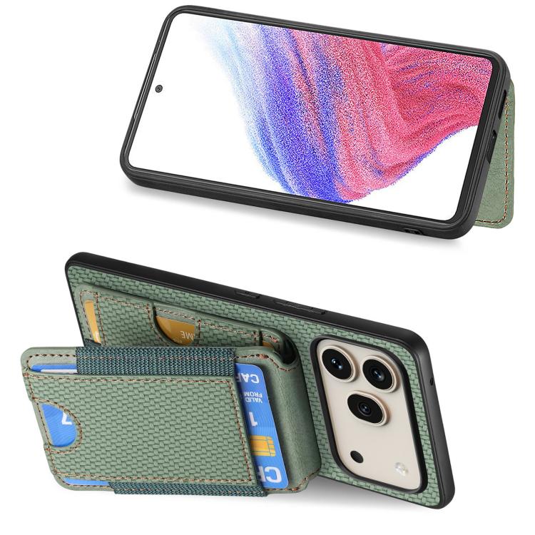 For Honor 600 Pro Global Carbon Fiber Vertical Flip Wallet Stand Phone Case