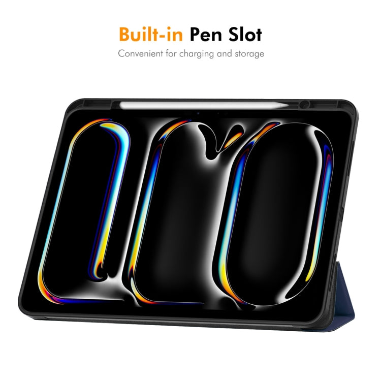 For iPad Pro 13 2025 / 2024 ENKAY Tri-fold Custer Texture TPU Leather Smart Tablet Case with Pen Slot