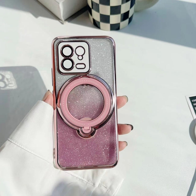For Xiaomi Redmi Note 12 Turbo 5G Rotation MagSafe Holder Gradient Glitter TPU Phone Case