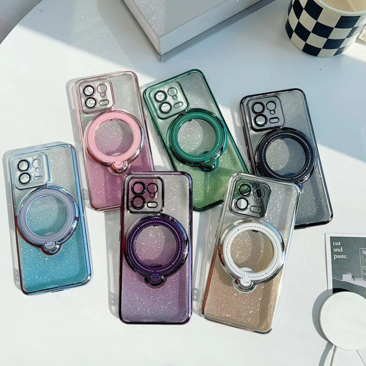 For Xiaomi 14 Rotation MagSafe Holder Gradient Glitter TPU Phone Case