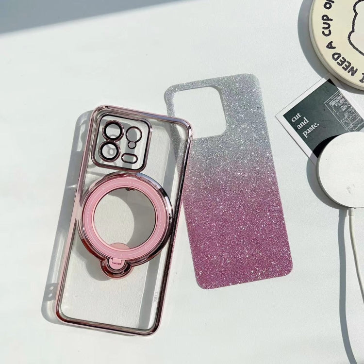For Xiaomi 13T Rotation MagSafe Holder Gradient Glitter TPU Phone Case