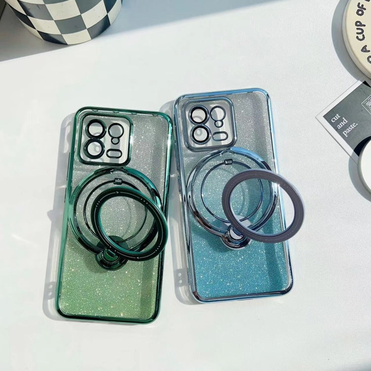 For Xiaomi 14 Rotation MagSafe Holder Gradient Glitter TPU Phone Case