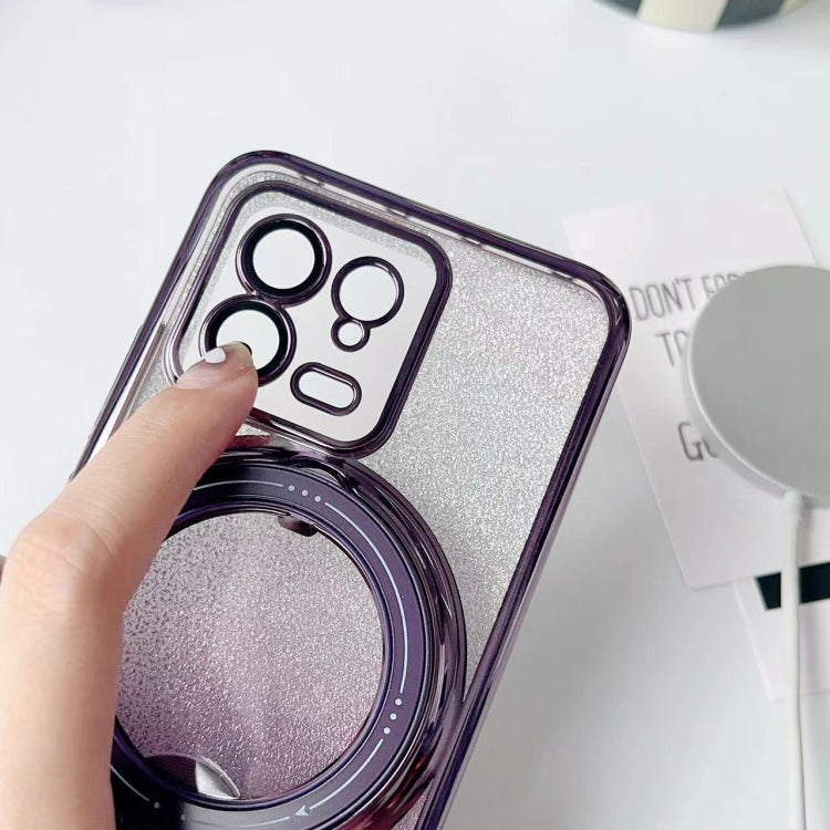 For Xiaomi 14 Rotation MagSafe Holder Gradient Glitter TPU Phone Case