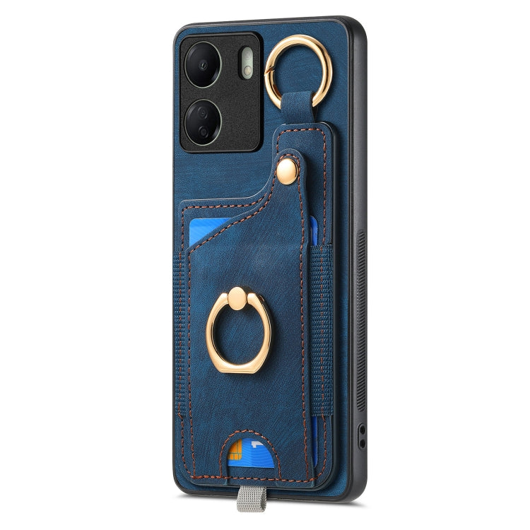 For Redmi 13C Retro Skin-feel Ring Card Bag Phone Case with Hang Loop