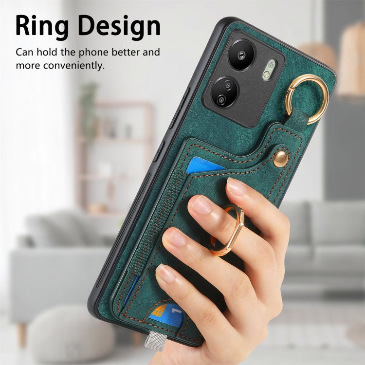 For Redmi Note 12S Retro Skin-feel Ring Card Bag Phone Case with Hang Loop