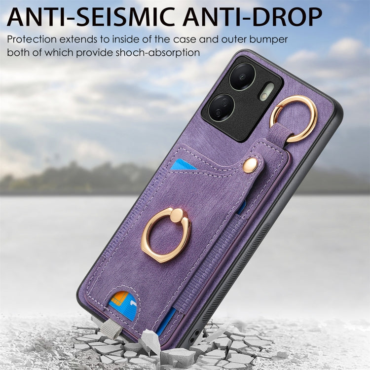 For Redmi Note 12 5G Retro Skin-feel Ring Card Bag Phone Case with Hang Loop