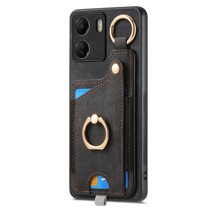 For Xiaomi Poco M5s 4G Retro Skin-feel Ring Card Bag Phone Case with Hang Loop
