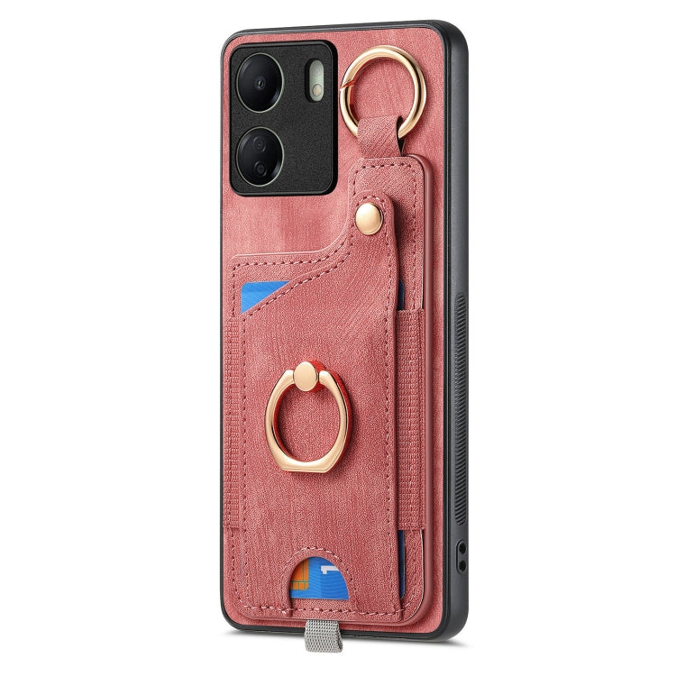 For Redmi 10C Retro Skin-feel Ring Card Bag Phone Case with Hang Loop