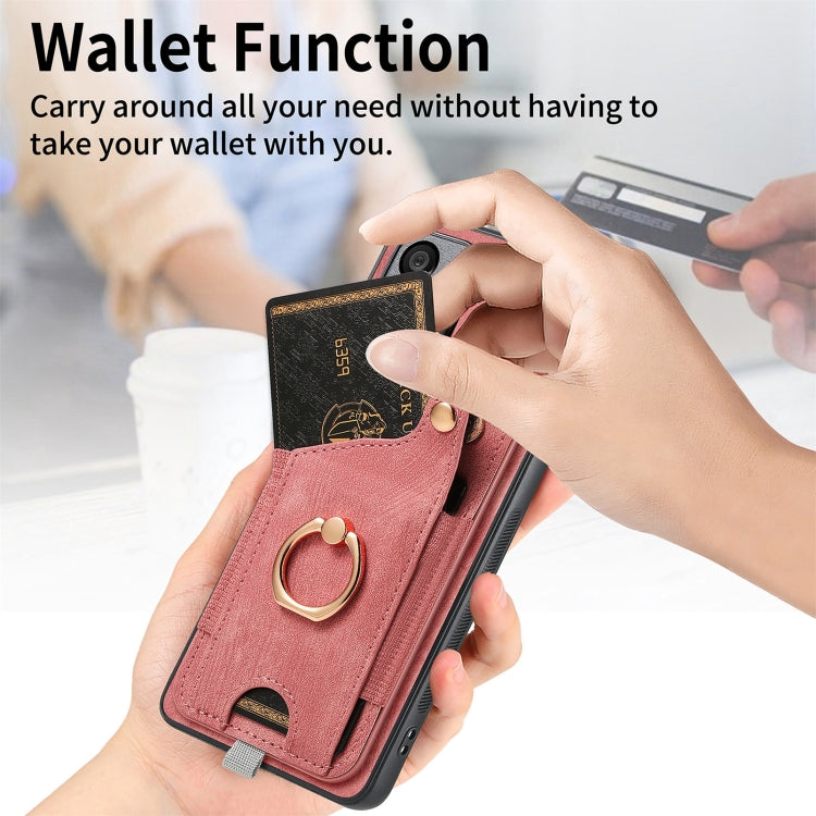 For Redmi Note 10 4G Retro Skin-feel Ring Card Bag Phone Case with Hang Loop