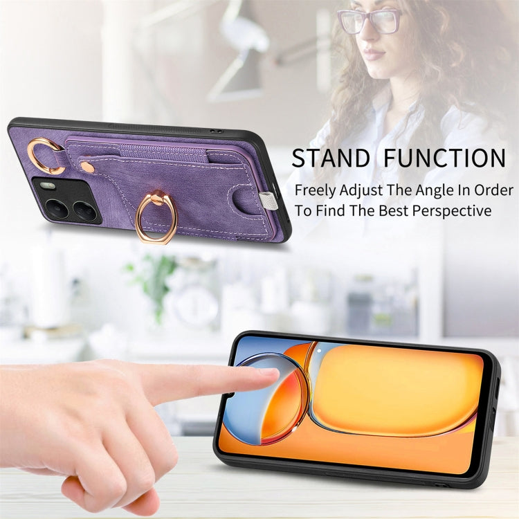 For Redmi Note 10 4G Retro Skin-feel Ring Card Bag Phone Case with Hang Loop