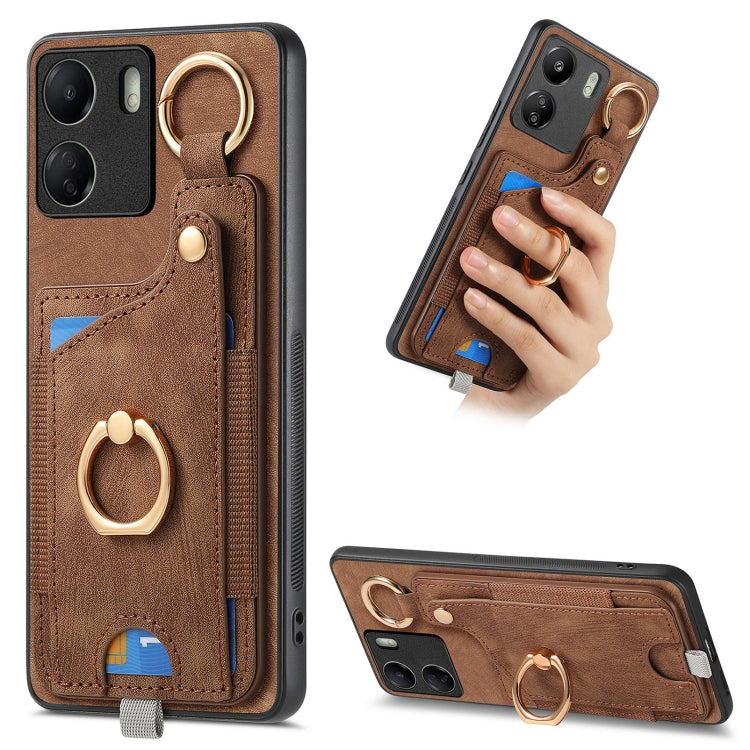 For Redmi Note 10 4G Retro Skin-feel Ring Card Bag Phone Case with Hang Loop