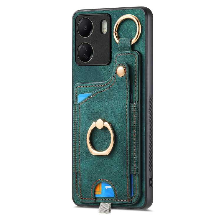 For Redmi Note 10 4G Retro Skin-feel Ring Card Bag Phone Case with Hang Loop