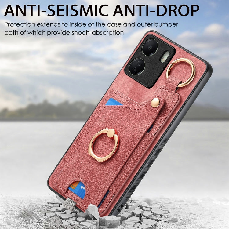 For Redmi Note 9 4G Retro Skin-feel Ring Card Bag Phone Case with Hang Loop