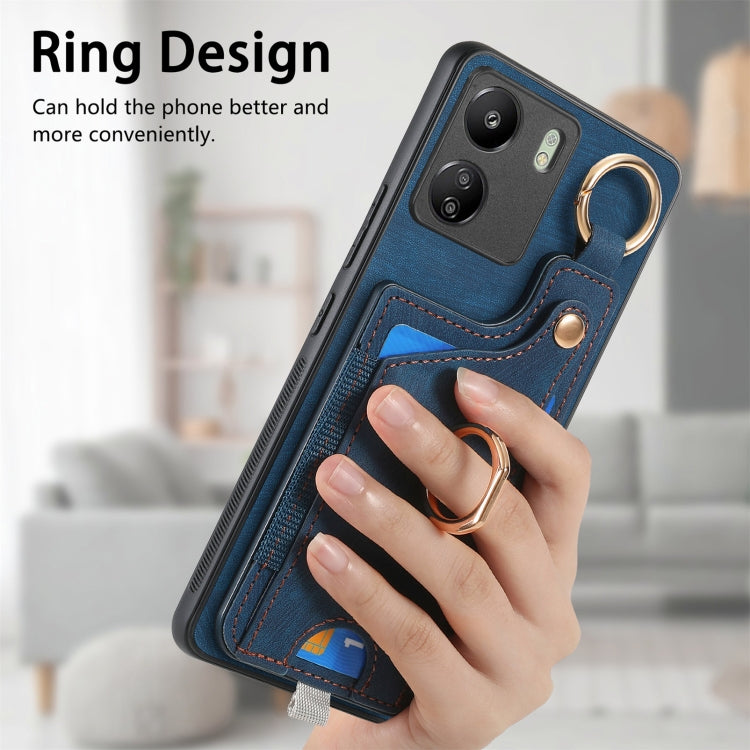 For Redmi Note 9 4G Retro Skin-feel Ring Card Bag Phone Case with Hang Loop