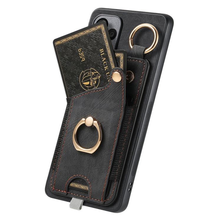 For Redmi Note 9 4G Retro Skin-feel Ring Card Bag Phone Case with Hang Loop