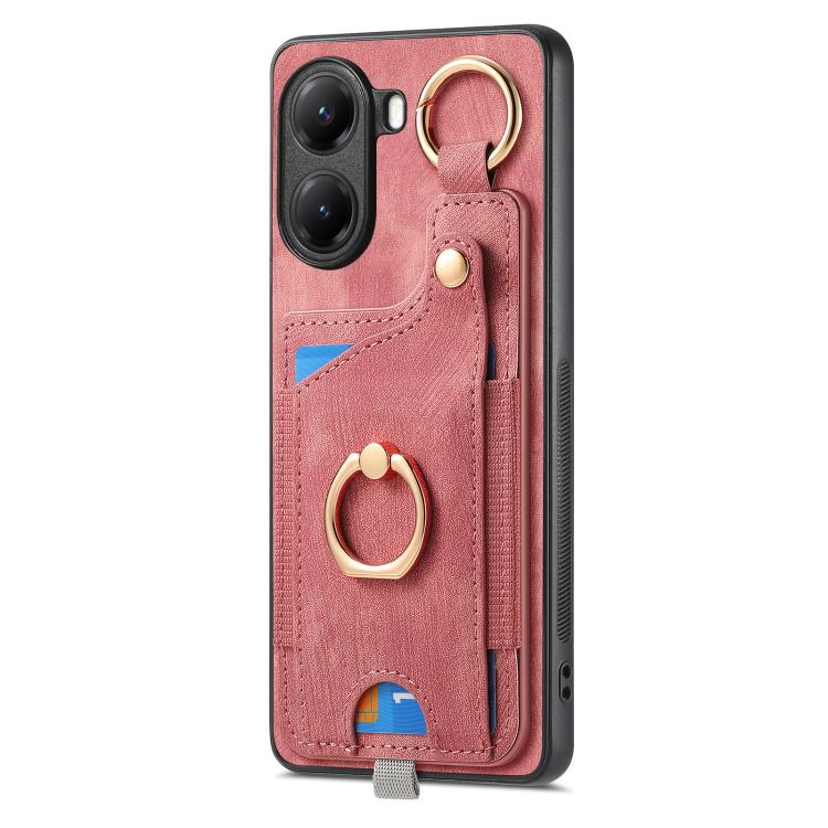 For Redmi Turbo 4 Retro Skin-feel Ring Card Bag Phone Case with Hang Loop