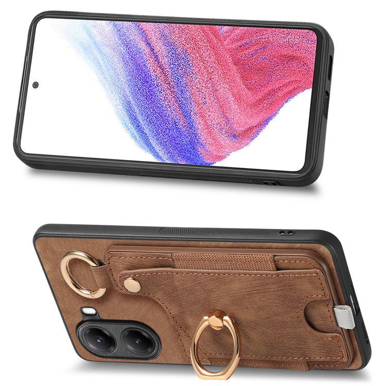 For Redmi Turbo 4 Retro Skin-feel Ring Card Bag Phone Case with Hang Loop