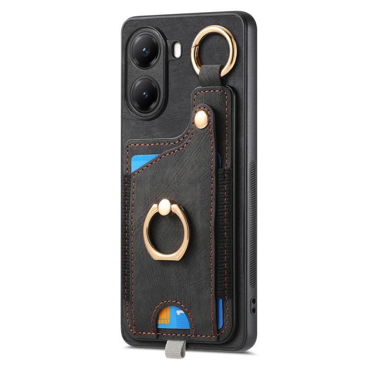 For Redmi Turbo 4 Retro Skin-feel Ring Card Bag Phone Case with Hang Loop