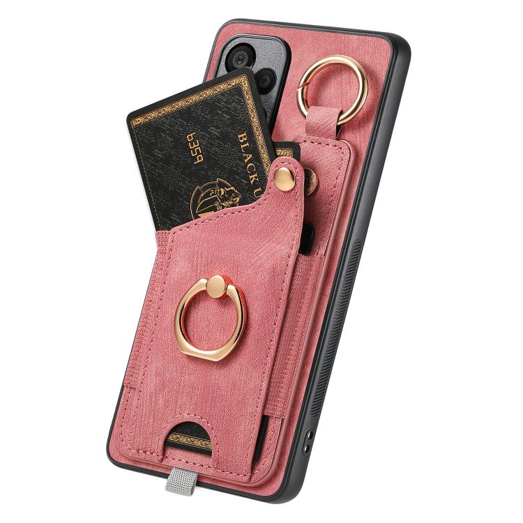 For Xiaomi Poco X7 Pro Retro Skin-feel Ring Card Bag Phone Case with Hang Loop