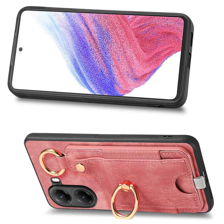 For Xiaomi Poco X7 Pro Retro Skin-feel Ring Card Bag Phone Case with Hang Loop