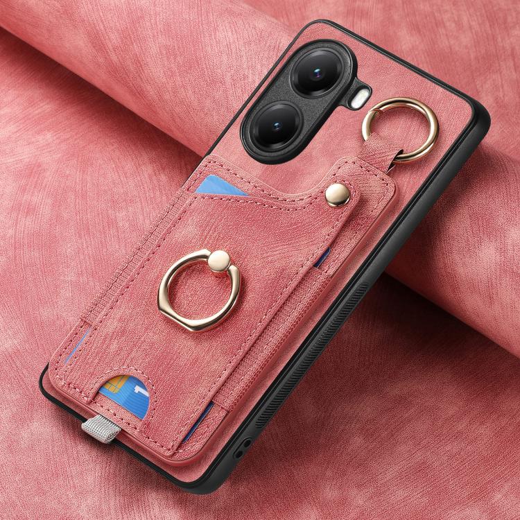For Xiaomi Poco X7 Pro Retro Skin-feel Ring Card Bag Phone Case with Hang Loop