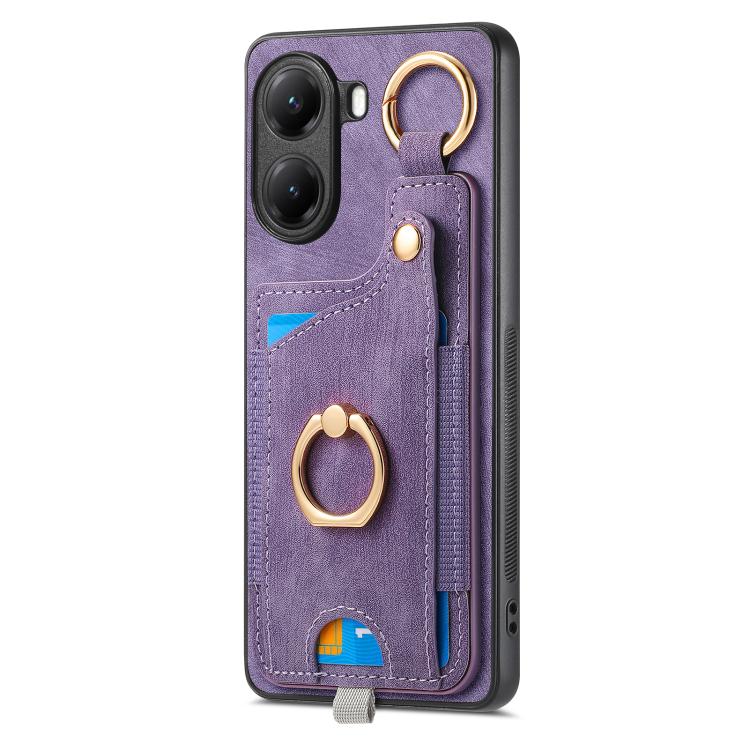 For Xiaomi Poco X7 Pro Retro Skin-feel Ring Card Bag Phone Case with Hang Loop