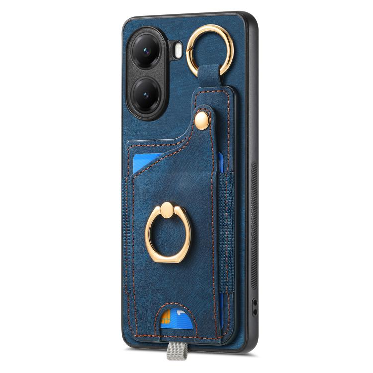 For Xiaomi Poco X7 Pro Retro Skin-feel Ring Card Bag Phone Case with Hang Loop