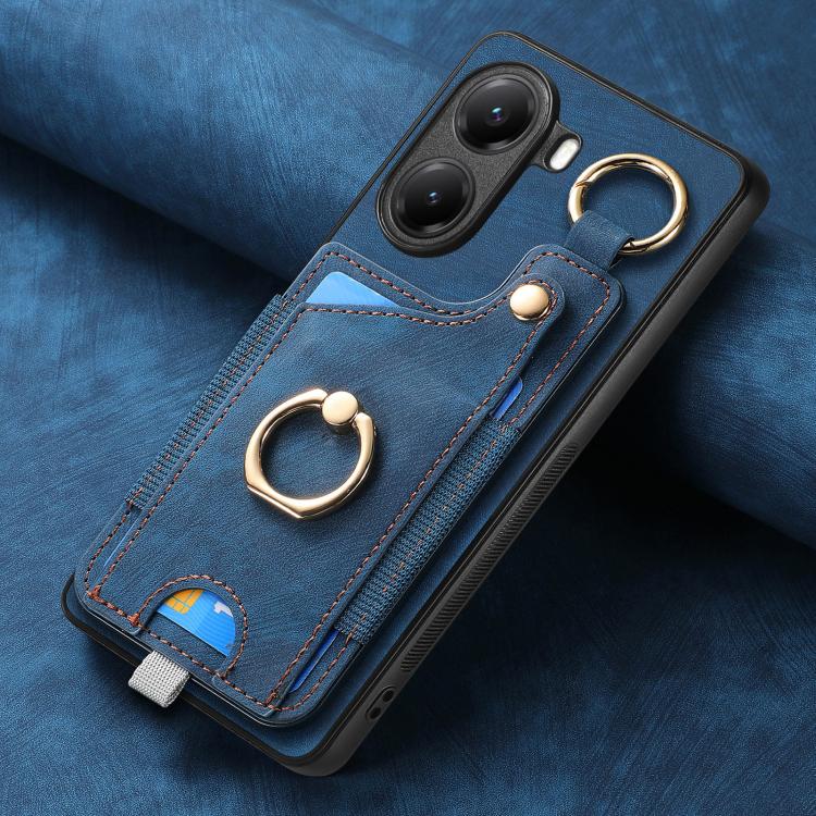 For Xiaomi Poco X7 Pro Retro Skin-feel Ring Card Bag Phone Case with Hang Loop