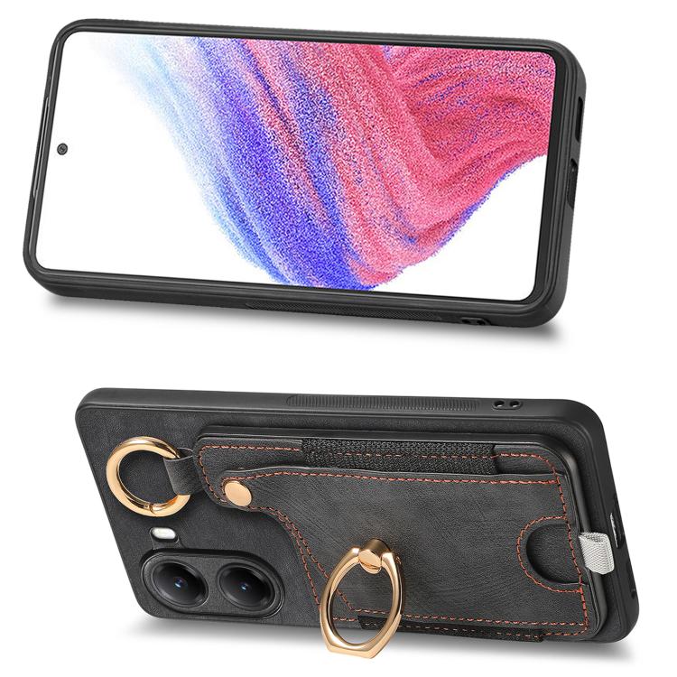 For Xiaomi Poco X7 Pro Retro Skin-feel Ring Card Bag Phone Case with Hang Loop