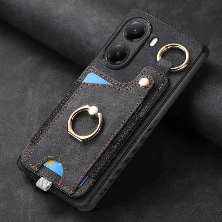 For Xiaomi Poco X7 Pro Retro Skin-feel Ring Card Bag Phone Case with Hang Loop