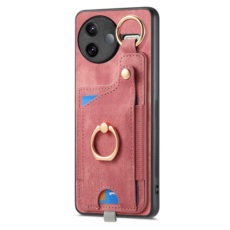 For Redmi K80 / Poco F7 Pro Retro Skin-feel Ring Card Bag Phone Case with Hang Loop