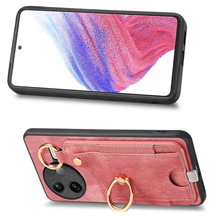 For Redmi K80 / Poco F7 Pro Retro Skin-feel Ring Card Bag Phone Case with Hang Loop