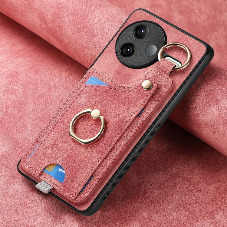 For Redmi K80 / Poco F7 Pro Retro Skin-feel Ring Card Bag Phone Case with Hang Loop