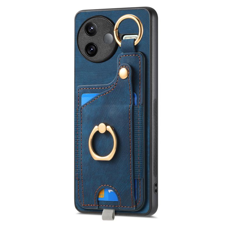 For Redmi K80 / Poco F7 Pro Retro Skin-feel Ring Card Bag Phone Case with Hang Loop