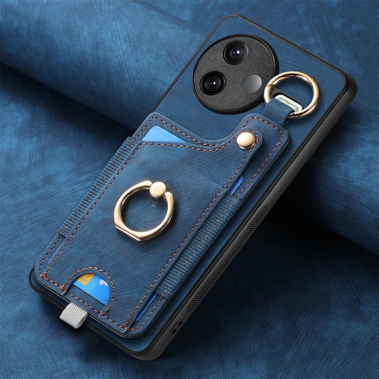 For Redmi K80 / Poco F7 Pro Retro Skin-feel Ring Card Bag Phone Case with Hang Loop