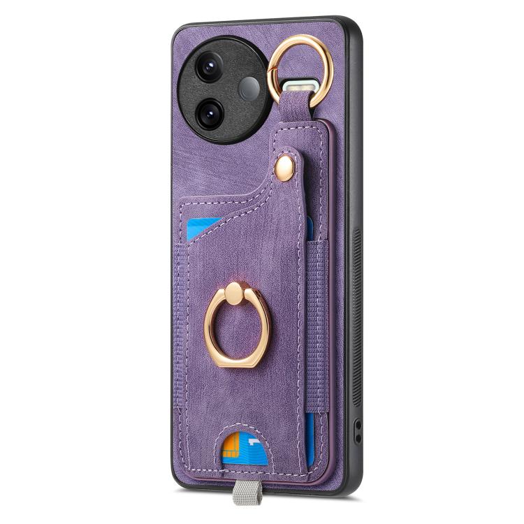 For Redmi K80 Pro / Poco F7 Ultra Retro Skin-feel Ring Card Bag Phone Case with Hang Loop