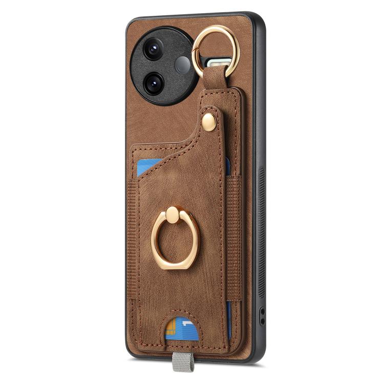For Redmi K80 Pro / Poco F7 Ultra Retro Skin-feel Ring Card Bag Phone Case with Hang Loop
