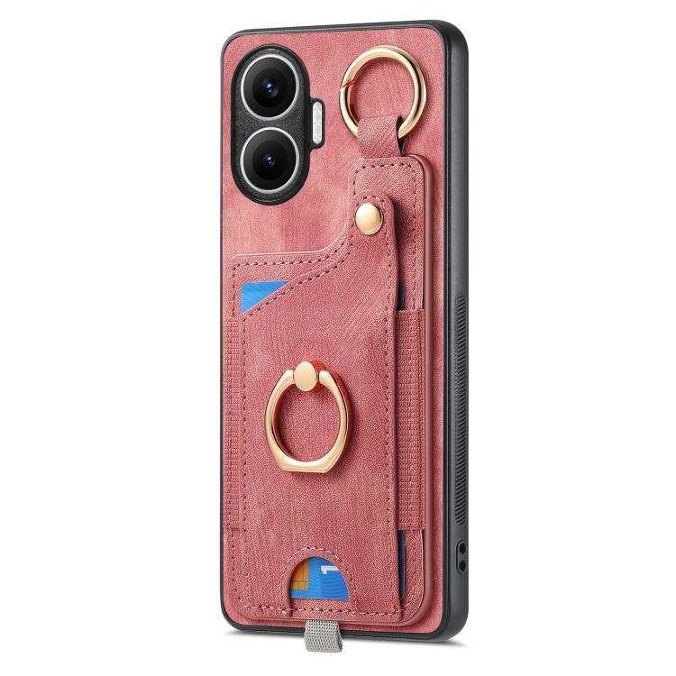 For Redmi Turbo 4 Pro Retro Skin-feel Ring Card Bag Phone Case with Hang Loop