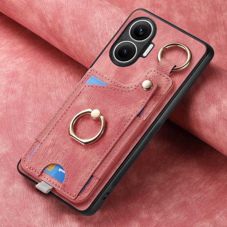 For Redmi Turbo 4 Pro Retro Skin-feel Ring Card Bag Phone Case with Hang Loop