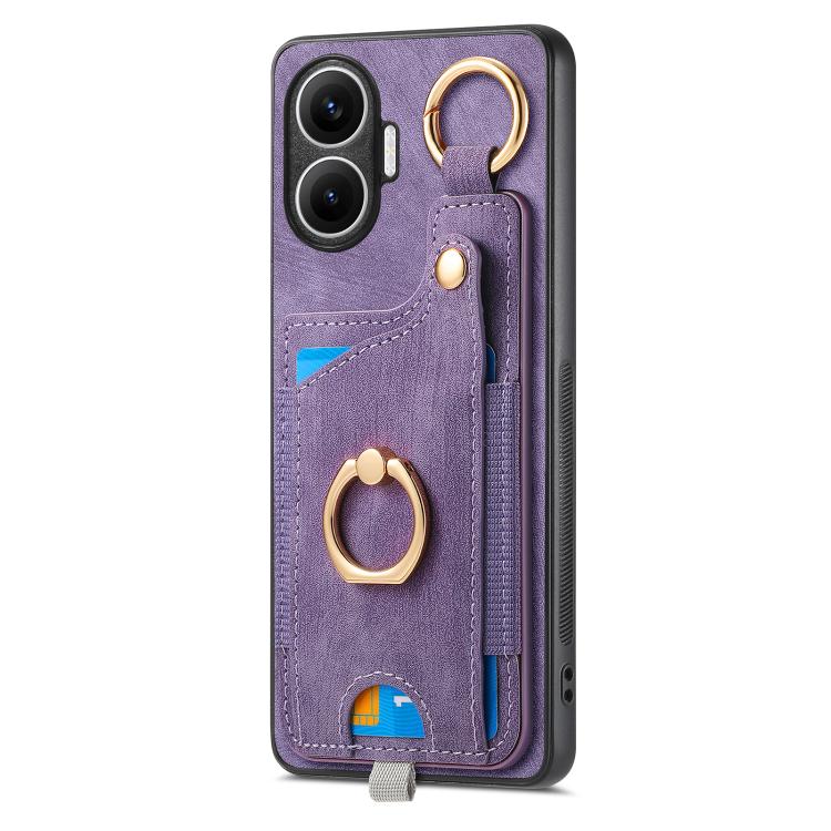 For Redmi Turbo 4 Pro Retro Skin-feel Ring Card Bag Phone Case with Hang Loop