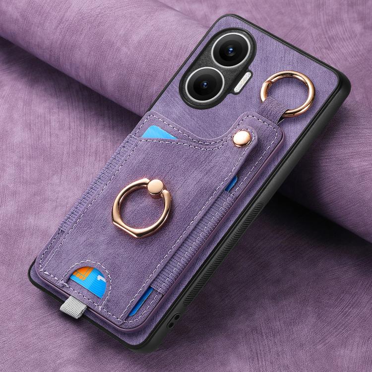 For Redmi Turbo 4 Pro Retro Skin-feel Ring Card Bag Phone Case with Hang Loop
