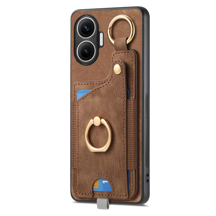 For Redmi Turbo 4 Pro Retro Skin-feel Ring Card Bag Phone Case with Hang Loop
