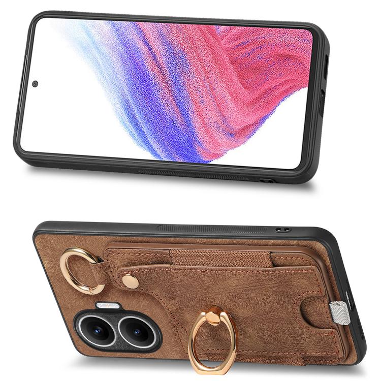For Redmi Turbo 4 Pro Retro Skin-feel Ring Card Bag Phone Case with Hang Loop