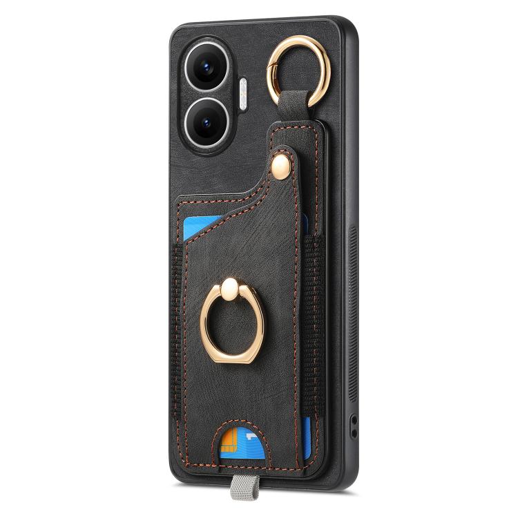 For Redmi Turbo 4 Pro Retro Skin-feel Ring Card Bag Phone Case with Hang Loop